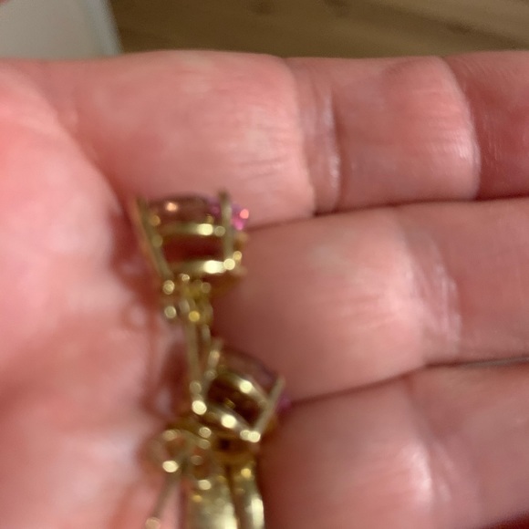 Estate 14k Pink Topaz Pendant and stud earring set VINTAGE,JUST Shy of 11grams! - Picture 6 of 8